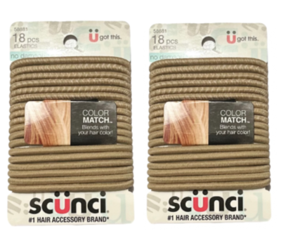Scunci No Damage Hair Elastics, 18 Stück – Haarschonende Gummis In Gemischten Farben