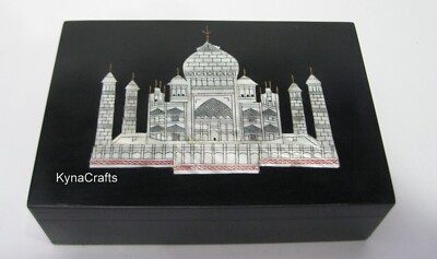 Black Marble Kosmetik Verpackung Taj Mahal Replik Inlay Work Schmuck 15.2x10.2cm