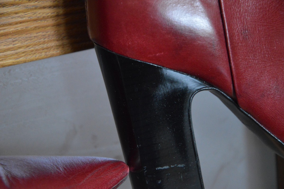 ZARA AW16 LEATHER HIGH HEEL BOOTS WITH WIDE LEG BURGUNDY