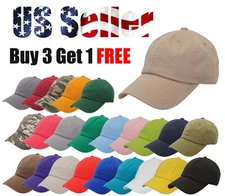 Cotton Baseball Cap Ball Dad Hat Adjustable Plain Solid Washed Men Washed