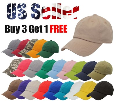#ad Cotton Baseball Cap Ball Dad Hat Adjustable Plain Solid Washed Men Washed $10.95