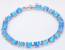 ARSKRO Hawaii Blue Square Bracelet 925 Sterling Sliver Jewelry For Women Girls
