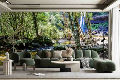 3D Forest Waterfall Wallpaper Wall Mural Removable Self-adhesive ...
