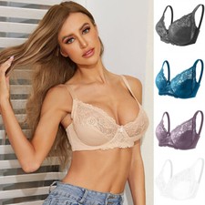 Women's Minimizer Lace Plus Size Unlined Bra Underwire Full Coverage Bras 36-44