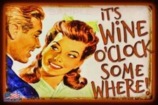 WINE O'CLOCK! METAL SIGN 8X12 MADE IN USA! MAN CAVE BAR FUNNY SHE SHED DECOR