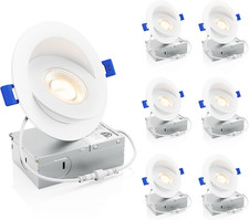 6 Pack 4" Dimmable LED Gimbal Recessed Lights, 5CCT, 950LM, ETL  FCC