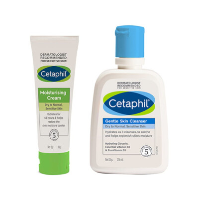 Cetaphil Moisturising Cream 80g & Gentle Skin Cleanser 125ml