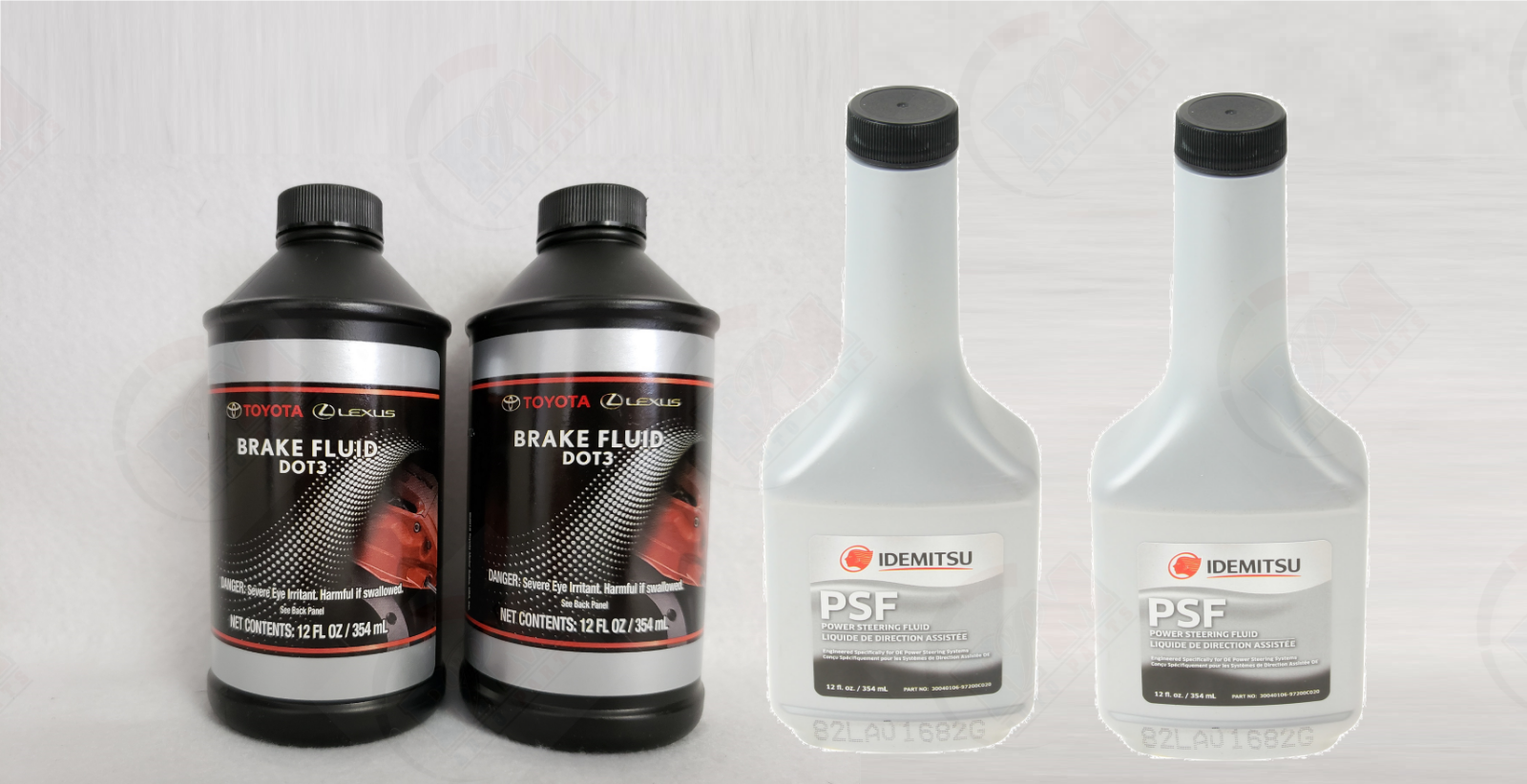 GENUINE 2x DOT 3 Brake Fluid + 2x Idemitsu Power Steering Fluid for