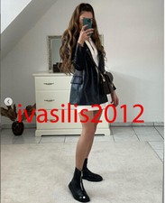 ZARA NEW WOMAN TAILORED FAUX LEATHER BLAZER JACKET BLACK XS-XXL 4432/736