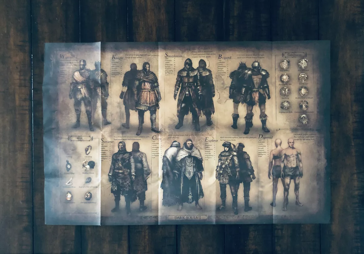 Dark Souls II 2 Collector's Edition Map + Character Class Poster Double  Sided