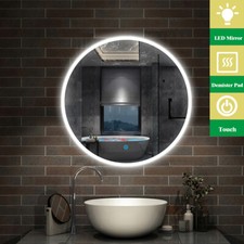 Round LED Bathroom Mirror Adjustable Brightness Anti-fog
