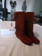 Minnetonka Fransen Stiefel Indianer Boots Echt Wildleder Braun Gr. 37 Wie Neu