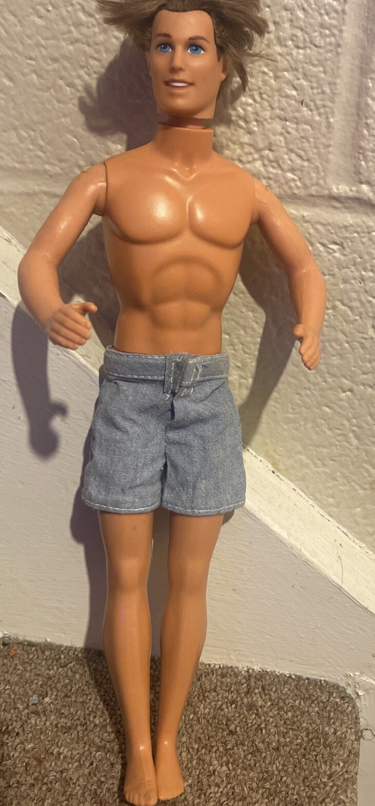 Ken Rooted Brown Hair Brown Eyes just Nude Barbie 1968 Body , ? Head