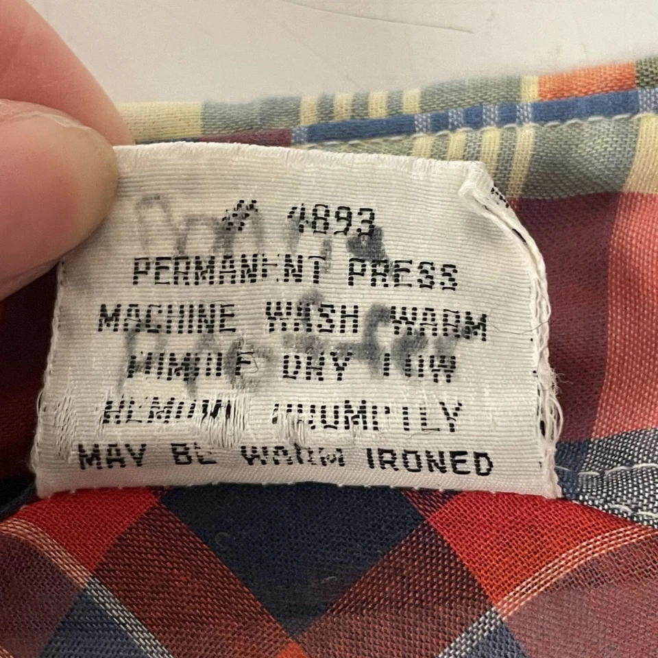 Camisa de Rodeo De Colección Años 70 80 Para Mujer Roja Azul A Cuadros hippie Vaquero PERLA BROCHE DE PRESIÓN Foto 4 de 4