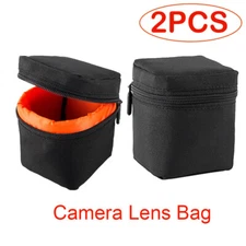 2Pcs Camera Lens Bag Small Padded Protective Pouch Cover Shockproof Case
