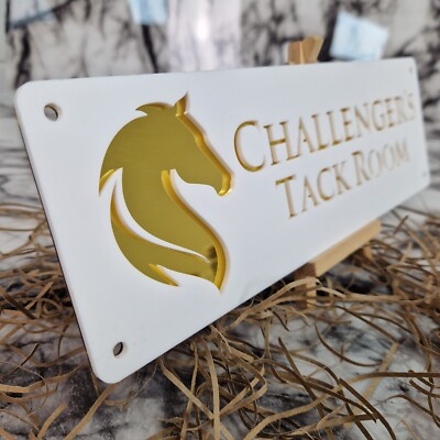 Personalisiertes Namensschild Pferdestall Plakette weiß & gold Spiegel, perfektes Geschenk!