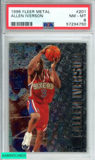1996 FLEER METAL ALLEN IVERSON #201 PHILADELPHIA 76ERS ROOKIE RC PSA NM-MT 8