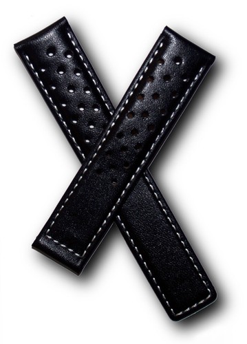 19mm schwarz Sport Leder Uhrenarmband passend für TAG Heuer Carrera Modelle aufgelistet - Bild 12 von 34
