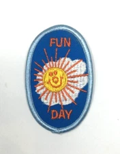 PATCH GSA Girl Scouts Fun Day Smiling Sun in front of a Cloud Blue Yellow