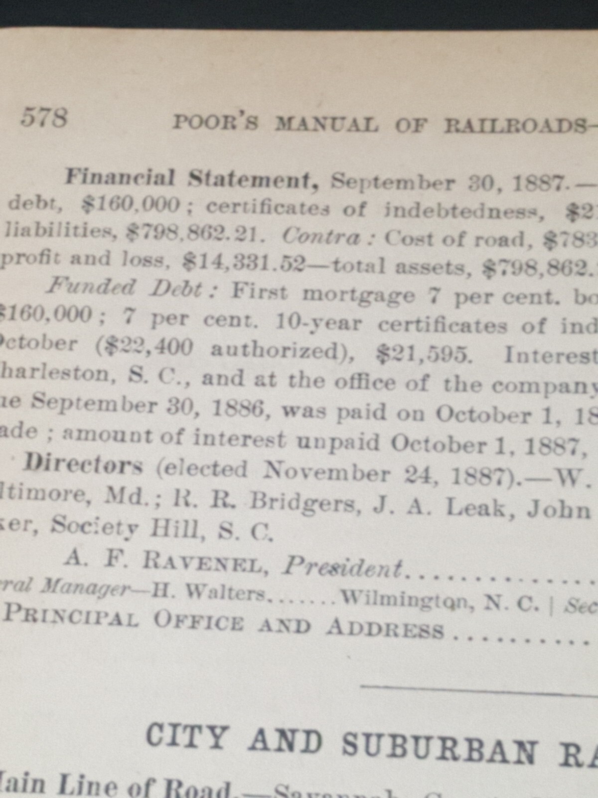 1888 train report CHERAW & DARLINGTON RAILROAD Salisbury Wadesboro NC
