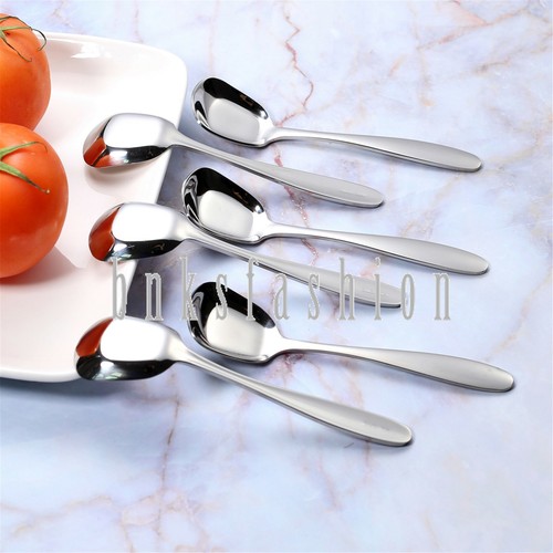 6Pcs Stainless Steel Ice Cream Yogurt Spoons Square Coffee Tea Dessert Spoon Set - Picture 6 of 10