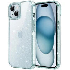 Glitter Shockproof Case for iPhone 15 6.1", Sparkly Design, Blue