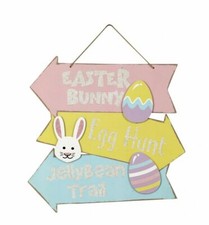 Easter Stacked Directional Wall Signs Glittery Welcome Easter Bunny Eggs Decor