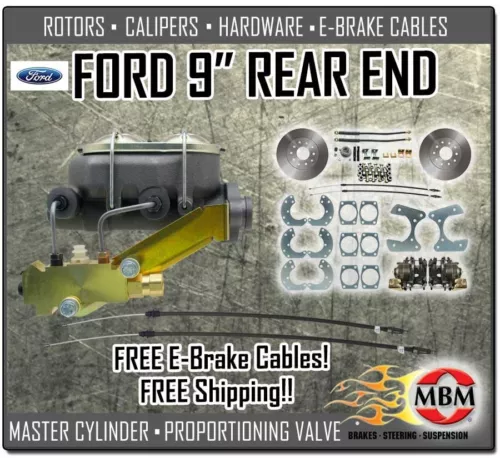 Ford 9" Rear Disc Brake Conversion Kit Complete W/ Disc Disc Master & Prop Valve