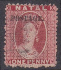 (F271-9) 1869 Natal 1d red QVIC stamp O/P postage (I)   (AY57)