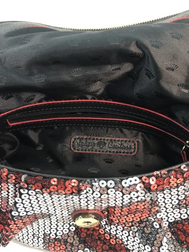 JUICY COUTURE Silver Red Sequined Lips Medium Size Handbag - Picture 11 of 12