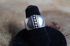 Sterling Silver Wide Band Ring with Lines DOTS Design sz 5 1/2