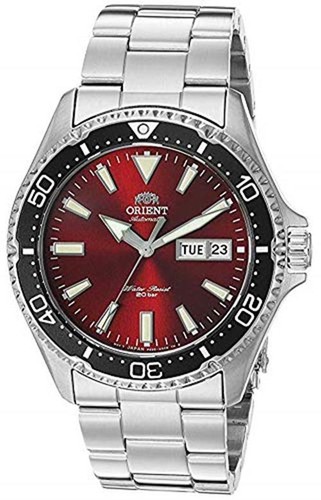 Pre-owned Orient Men's Kamasu Automatic Diving Watch With Sapphire Assorted Colors In Red - Metal Bracelet