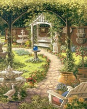 Ceramic Backsplash Tile Mural Garden Kitchen/Bathroom/Shower - Blue Gazing Ball