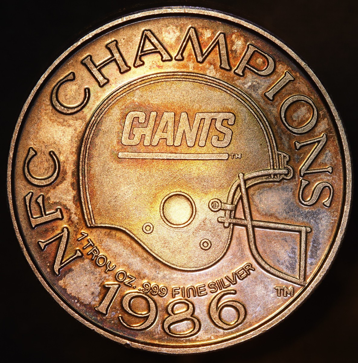 1986 New York Giants Stadium NFC Football Champions 1oz 999 Silver