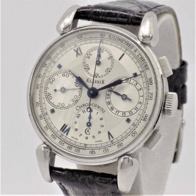 Wert 4700   Chronoswiss Klassik Automatik Uhr Full Set  37 mm Edelstahl Leder