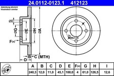 2x ATE Bremsscheibe 24.0112-0123.1 passend für NISSAN