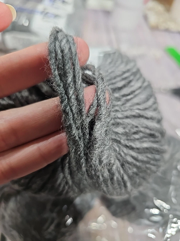 Lote de 8 Cordones de Lana Gris Melange Voluminosos 54030 Lana Hielo Mezcla Acrílica Hilos 65 Yardas Foto 3 de 4