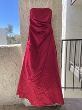 David s Bridal Red Strapless Formal Gown Floor Length Prom Bridesmaid