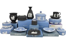 Wedgwood Jasperware Black & Blue Collection Porcelain Ornaments Trinkets Dishes