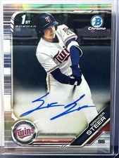 Spencer Steer 2019 Bowman Chrome Refractor 1st Bowman Autograph #214/499 CDA-SST