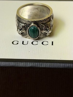 Gucci 925 Sterling Garden Tiger Cat Head Ring Size 25 US 11 20.1