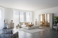 Bett 2Xnachttisch Kleiderschrank Schminktisch Spiegel Pouf Komfortabel