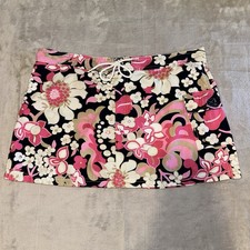Vtg Y2K J Crew Floral Cargo Mini Skirt Drawstring 8 Utility Beach Hawaiian
