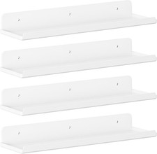 Lifewit Floating Shelves for Wall, 4 Pack White Plastic Shelf 38cm Room Decor