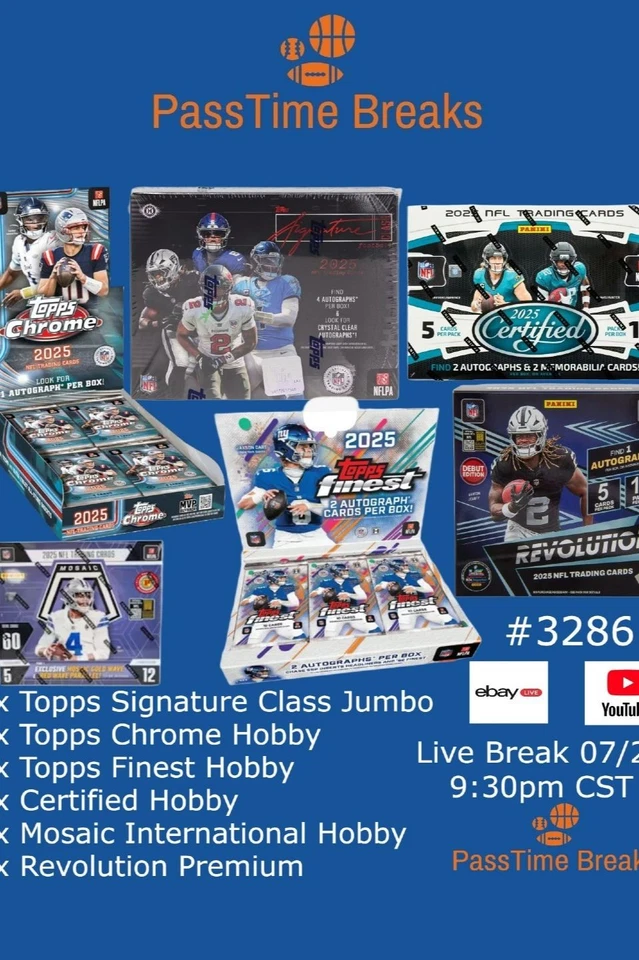 2025 TOPPS SIGNATURE CLASS FINEST CHROME FOOTBALL - 6x Box Hobby BREAK 3286