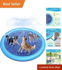 Blue 67 Inch Splash Pad for Large Dogs - Summer Fun with Adjustable Water Flow