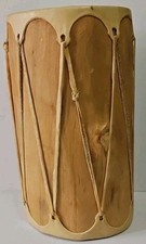 Vintage Decorative Wood Rawhide Style Hand Drum Tribal Folk Art Display Drum 12"