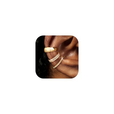 3Pcs Ear Cuff Gold Ohrringe Damen Ohne Ohrloch Ohrmanschette Ohrclips Damen F...