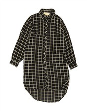VINTAGE Womens Oversized Shirt Dress UK 10 Small Black Geometric Polyester CK16