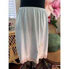Vintage 70s/80s Sears Ice Blue Lace Trim Femme Half Slip Skirt